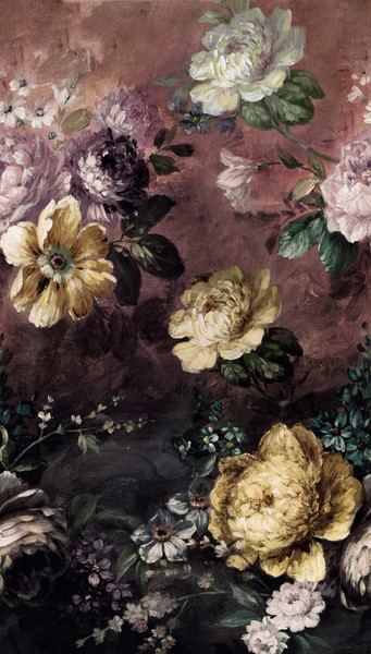Grandeco Fototapete Vlies A52001 Blumen Gemalt Lila Gelb (10,10€/1Qm)-image