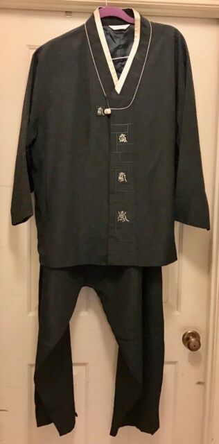 Traditional Deluxe Quality Silk  Male Hanbok  Dark Green 