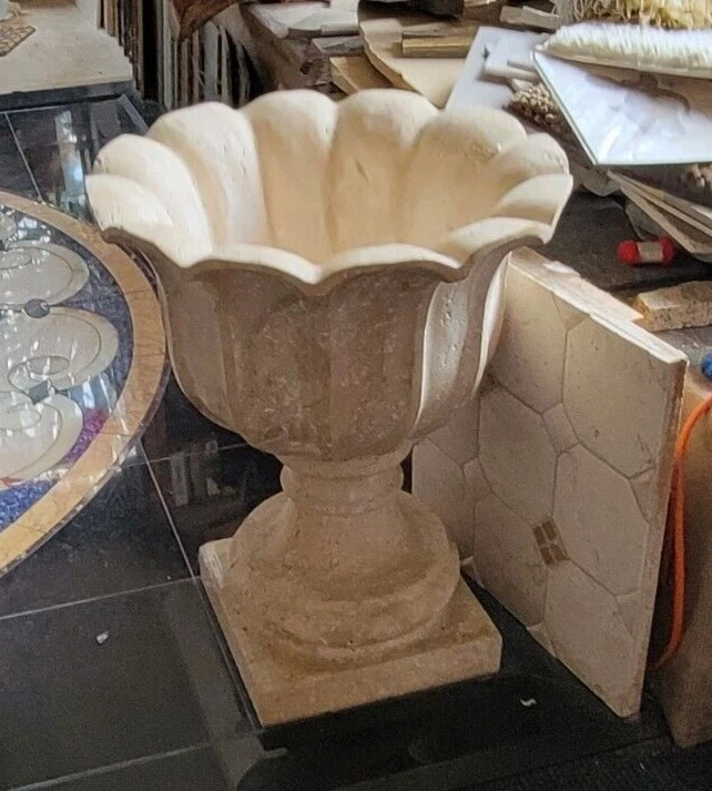 URNAS JARDINERAS PIEDRA NATURAL TRAVERTINO PADUA DISEÑO COLOSAL 26,5 PULGADAS 7K NUEVAS Foto 2 de 4