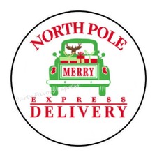 30 NORTH POLE DELIVERY CHRISTMAS ENVELOPE SEALS LABELS STICKERS FAVORS 1.5"