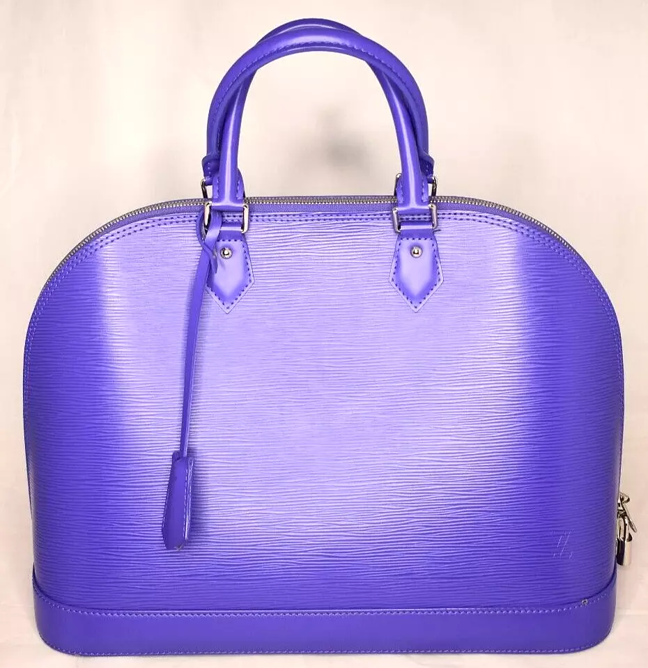 LOUIS VUITTON Purple Epi Leather GM Alma Handbag Purse W/ Dustbag