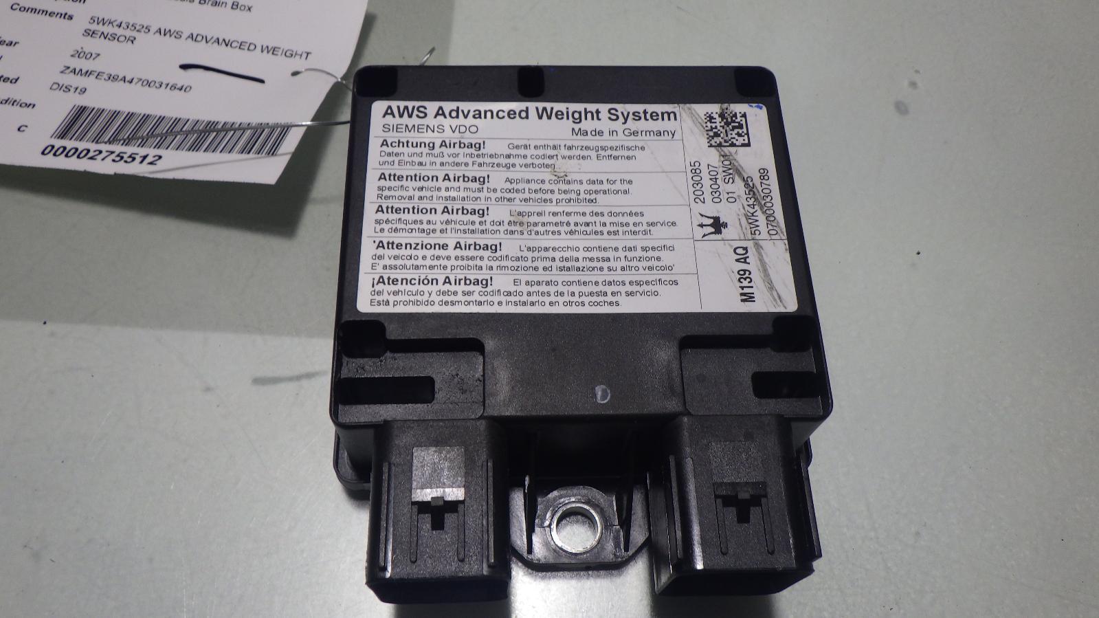 2007 MASERATI QUATTROPORTE M139 Advanced Weight Sensor 203085 OEM