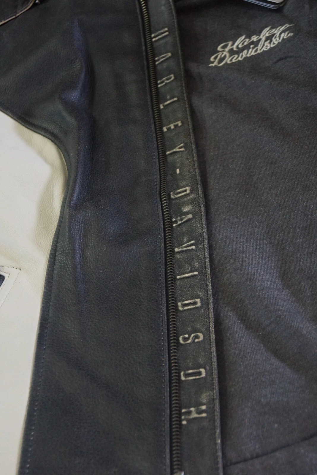 OFF WHITE Felpa con cappuccio Harley Davidson donna Dundee bianca sporca in pelle 3 in 1 S 97177 14VW