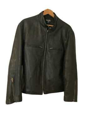 Polo Jeans Ralph Lauren Womens Cafe Racer Black Leather Motorcycle