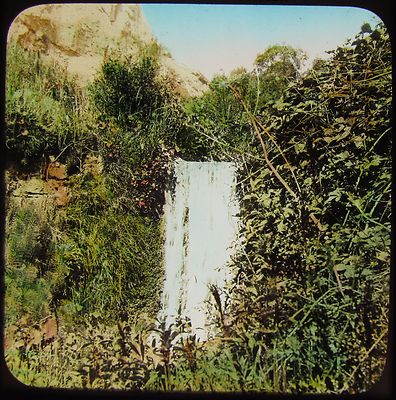 Glas magische Laterne Dia LUCCOMBE CHINESISCHER WASSERFALL UM 1900 FOTO ISLE OF WIGHT IOW