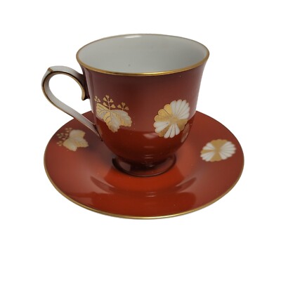 Noritake Danbury Mint Fine Porcelain Demitasse Cup & Saucer Japan Floral Gold