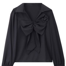 Dama Lolita Pajarita Camisas Prendas para el torso Linda Blusa Floral Camisetas Retro Informales Camisas