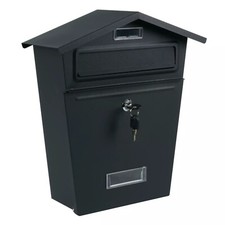 NEW LARGE STEEL POST BOX POSTBOX LOCKABLE OUTSIDE LETTER MAIL WALL MOUNTED KEYS