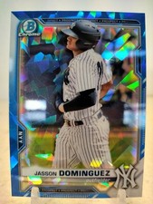 JASSON DOMINGUEZ Blue Sapphire 2021 Bowman Chrome Baseball REFRACTOR NY Yankees 