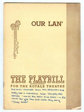 Vintage 1947 OUR LAN' at Royale Theatre BROADWAY Playbill! Original Run & Cast!