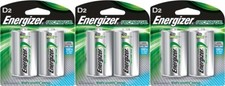 Energizer NH50BP-2 Rechargeable D Nimh Batteries 3 Packs of 2  6 Batteries 