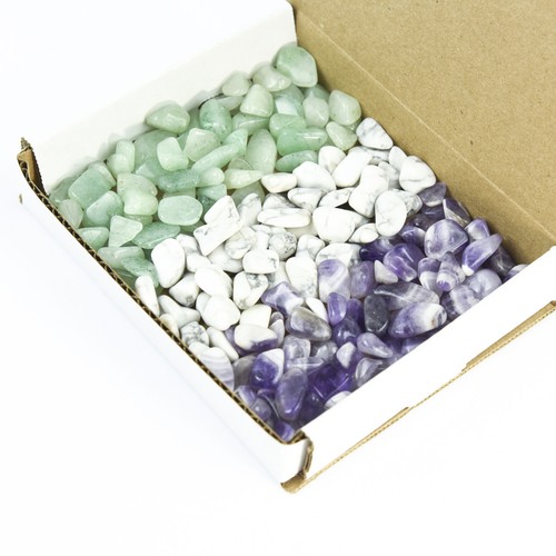 1 lb Tumbled Stone Collection Green Aventurine White Howlite Amethyst Bulk Rock - Picture 3 of 4