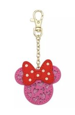 DISNEY MINNIE MOUSE FLAIR MICKEY ICON BAG CHARM KEYCHAIN PINK GLITTER RED KAWAII