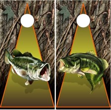 Bass Fishing Camo Cornhole Wrap Bag Toss Skin Decal Sticker