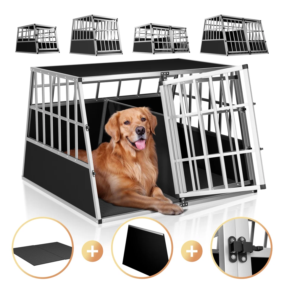 CASARIA CADOCA® Dog Car Crate Aluminium Sturdy Transport Box Travel Puppy Pet Carrier