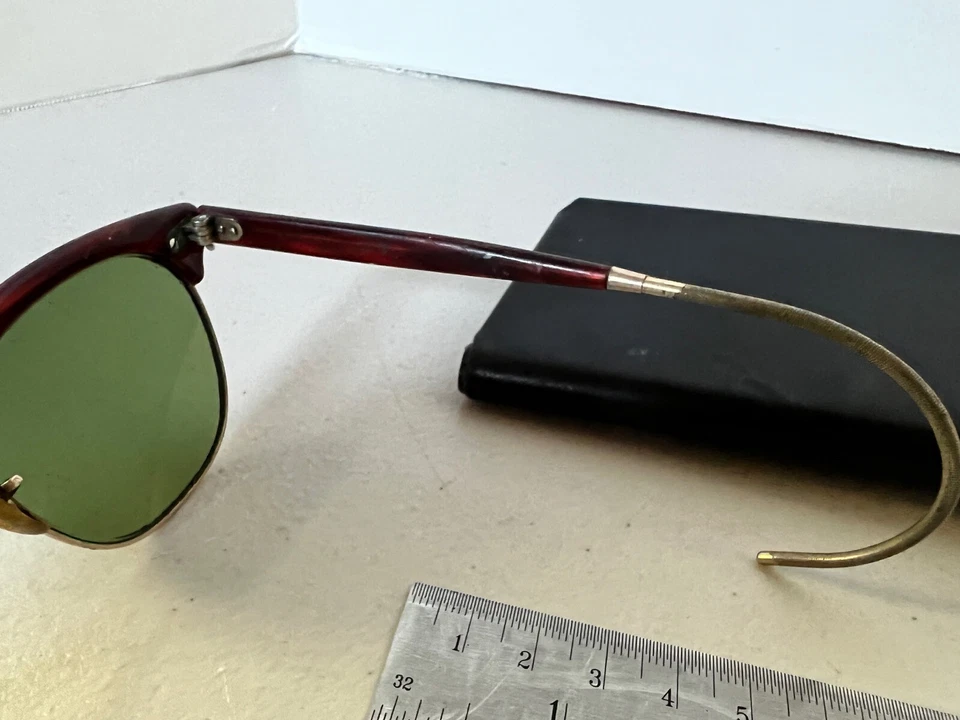 Gafas de sol vintage Baush and Lomb B&L con estuche Shuron 6 1/4 LO 46 1946 aviador Foto 2 de 4