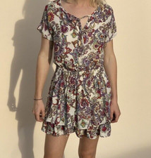 Banana Republic Multicolored Peasant Boho Paisley Tassel Tie Mini Dress Size XS