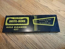 Vintage Mill Run Brite Bore Rifle Cleaning Kit As Shown Metal Box 1959s/60s