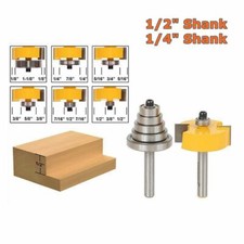 1/2" or 1/4" Solid Wood Shank 1/2" H Rabbet Router Bits with 7 Bearings Set