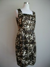 Animal leopard print satin sheath dress knee length work party Ally X size 8 EUC