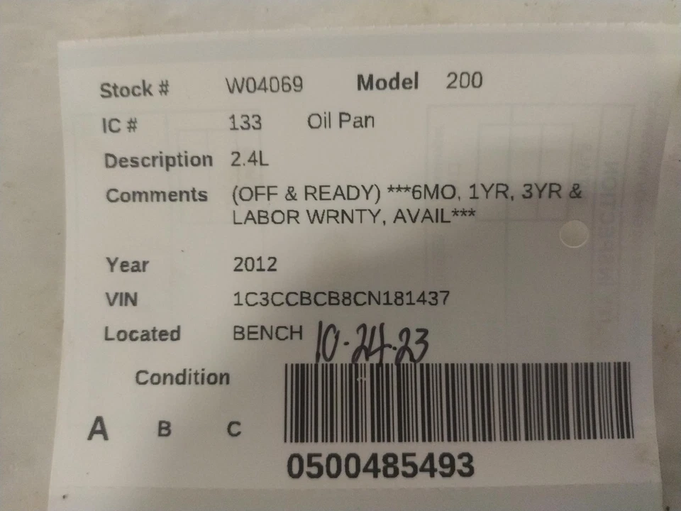 Used Engine Oil Pan fits: 2012 Chrysler 200 2.4 Grade A Foto 3 de 4