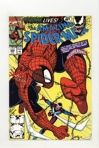 Amazing Spider-Man 345 VF+ Cardiac Boomerang Venom Appearance 1991