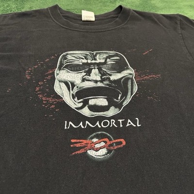 Vintage 2007 300 Movie Immortal T-Shirt Medium Black Faded Film Promo M