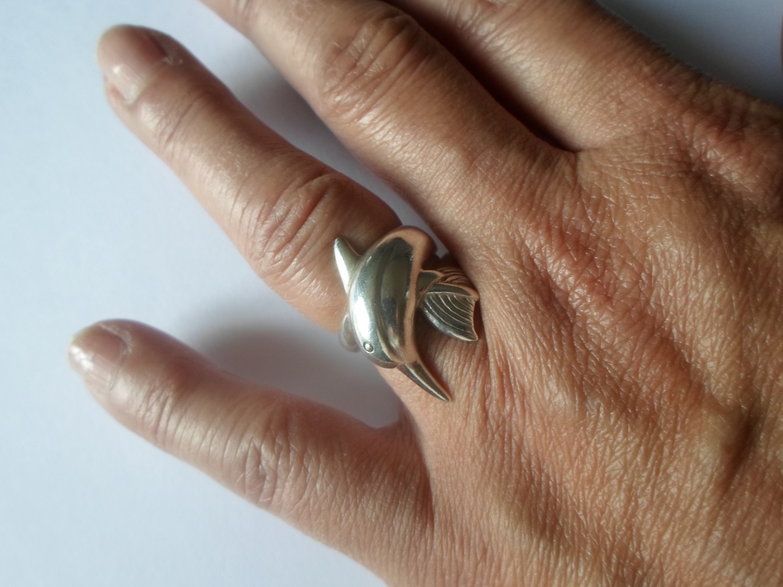 solid silver ring, dolphin, size 55 - image 2
