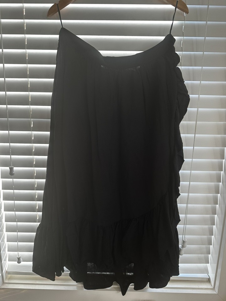 seed heritage 16 Ruffle Faux Wrap Maxi Skirt Black