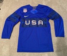 Nike 2022 Team USA Olympics Hockey Jersey Blue Blank Men Small S Driven By Pride