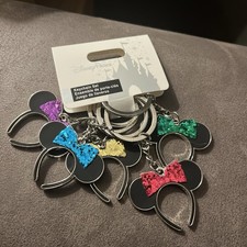 1 X DISNEY PARKS MINNIE EARS METAL & GLITTER KEYRING BAG CHARM WDW OFFICIAL 