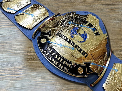 Winged Eagle Heavyweight Championship Title Belt - 4mm Zinc - Blue Leather Strap