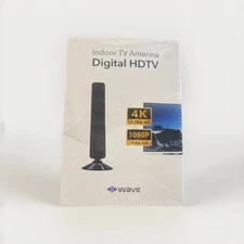 Wave Max Indoor TV Antenna 4K Ultra HD Signal Booster No Subscriptions 1080p