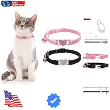 Cat Collar Breakaway with Bell, Pack of 2 Heart Bling Collar Safety with Soft...