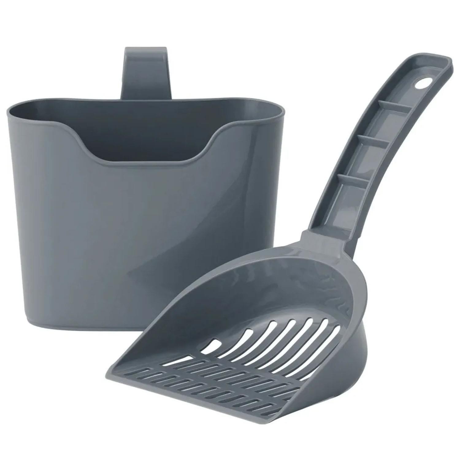 Durable Cat Litter Scoop and Holder Plastic Easy Clean Tray Scooper Convenient