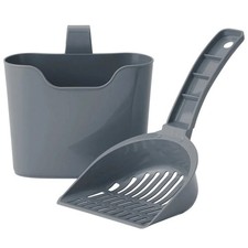 Durable Cat Litter Scoop and Holder Plastic Easy Clean Tray Scooper Convenient