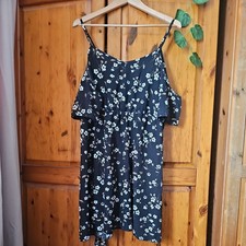 shein curve black floral cold shoulder sun summer dress plus size 1xl 18 new 