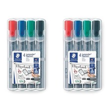 STAEDTLER 356 WP4 Lumocolor Flipchart Markers - Assorted Colours Pack of 8 Ass