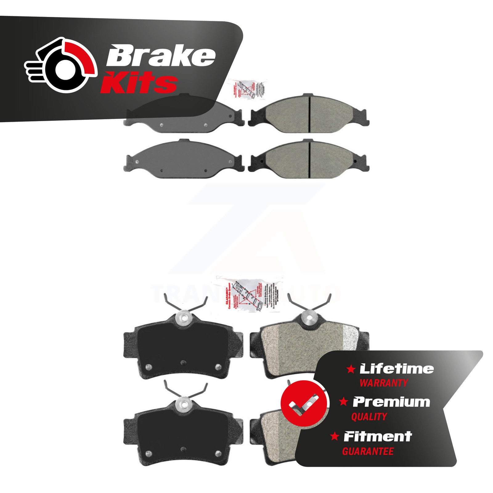Front Rear Semi-Metallic Disc Brake Pads Kit For 1999-2004 Ford Mustang Base GT