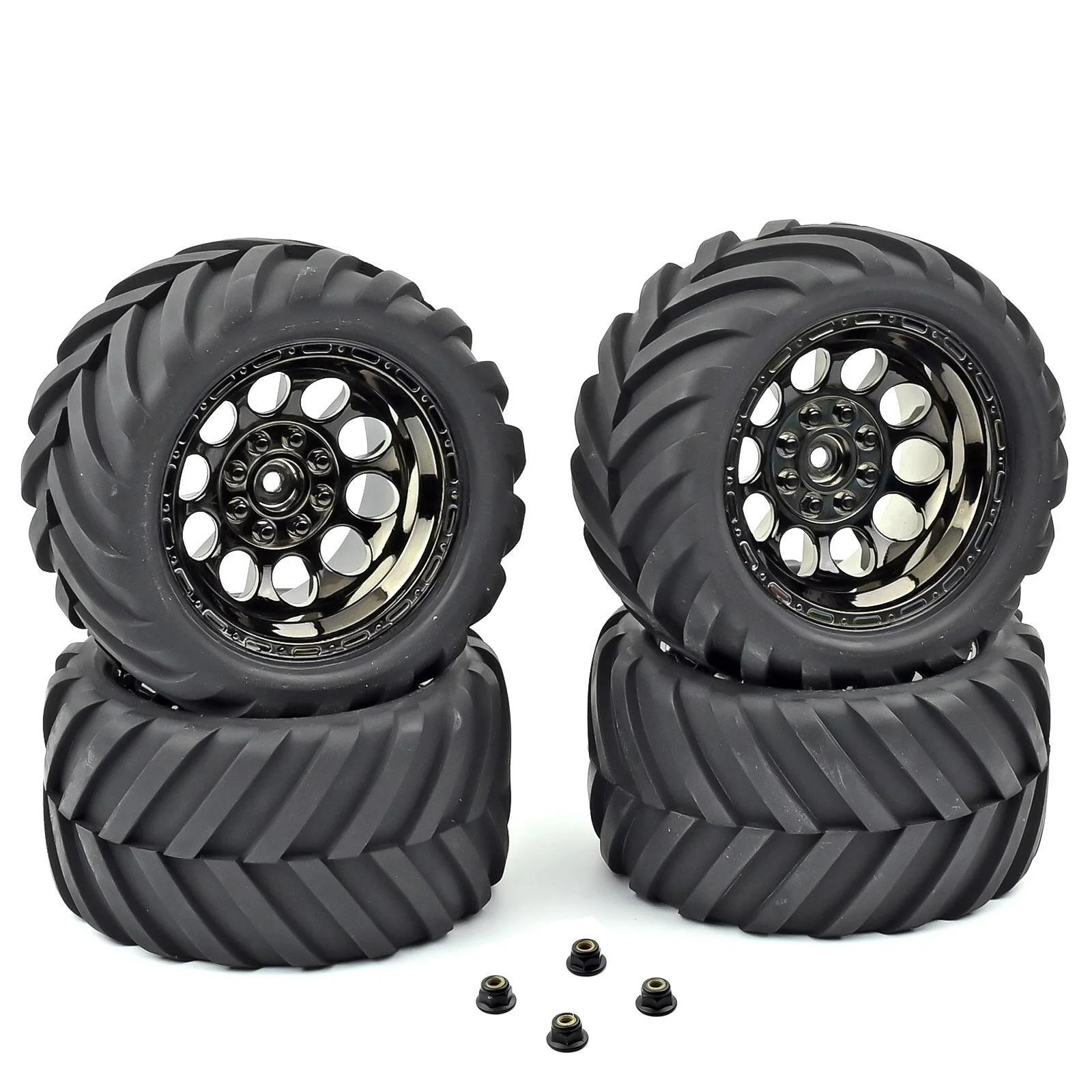 HPI Bullet MT Tyres ST Wheels Black Chrome Complete Set (4pcs) 101307 101252