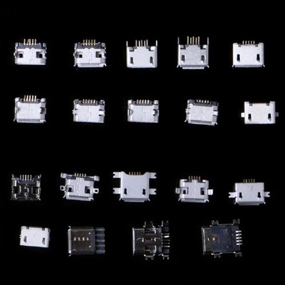 60 PCS 12 Types Micro USB Sockets Kit Jack Plug Female Socket Connector,USB-B...