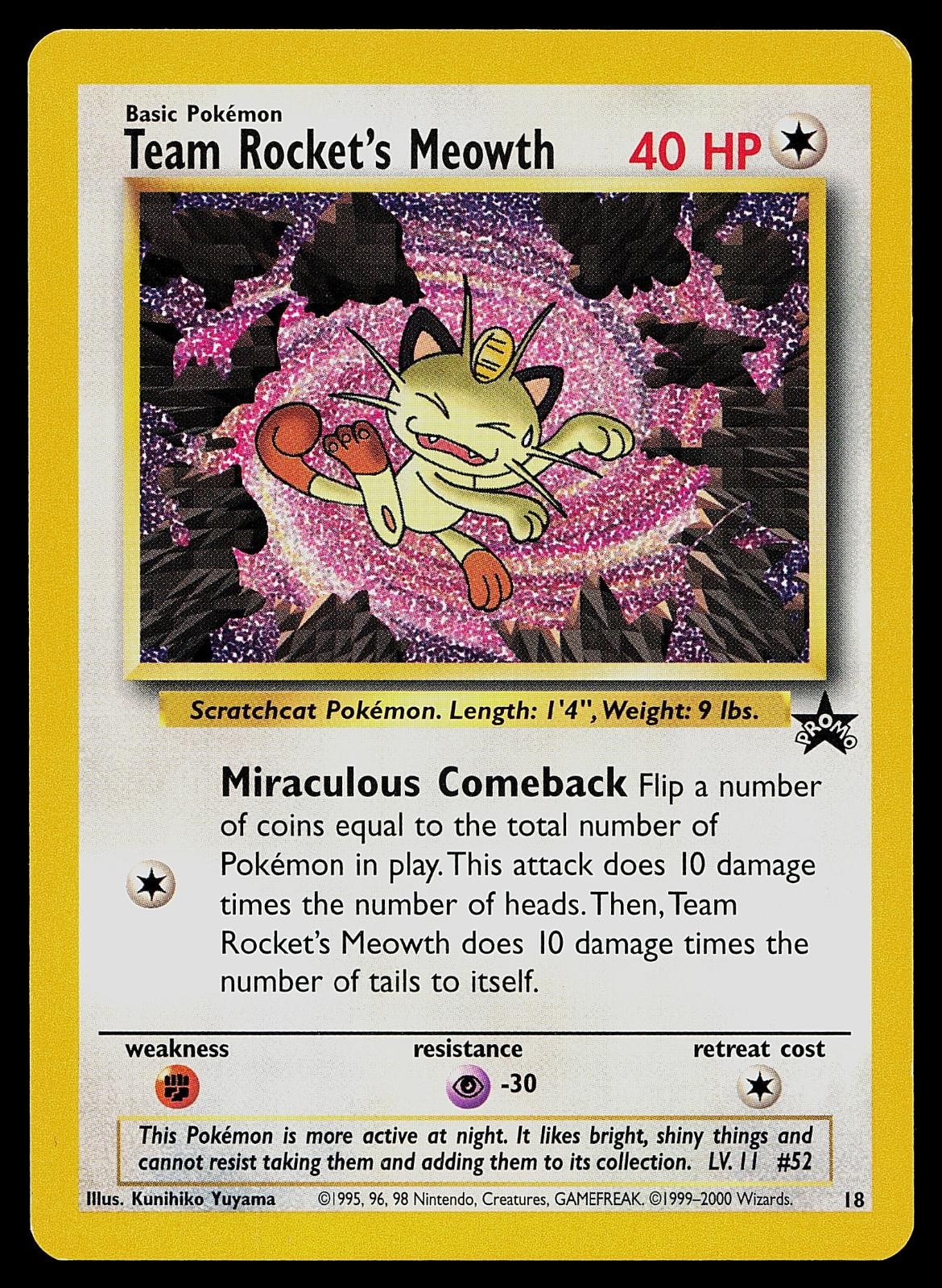 Pokemon Card - Team Rocket's Meowth Wizards Black Star Promos 18 Promo