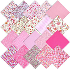 Cotton Fabric, 60 Pcs Cotton Quilting Fabric for Sewing, Pink Series Stripe Flo