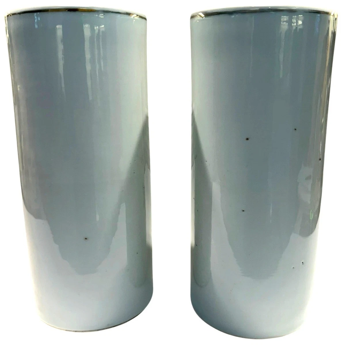 Vintage Chinese Famille Rose Porcelain Bird Peony Cylinder Vases Pair 11"