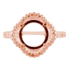Semi Mount Ring 10MM Round 925 Sterling Silver Rose Plated Solitaire Halo Ring