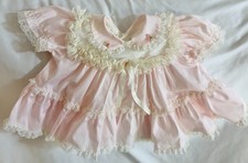 Vintage Bryan Baby Pink Lace Ruffle Cottagecore Dress Peter Pan Collar 3 6M