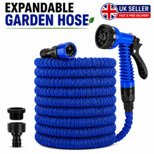 25-200FT LONG RETRACTABLE EXPANDABLE MAGIC GARDEN HOSE PIPE WITH SPRAY GUN BLUE