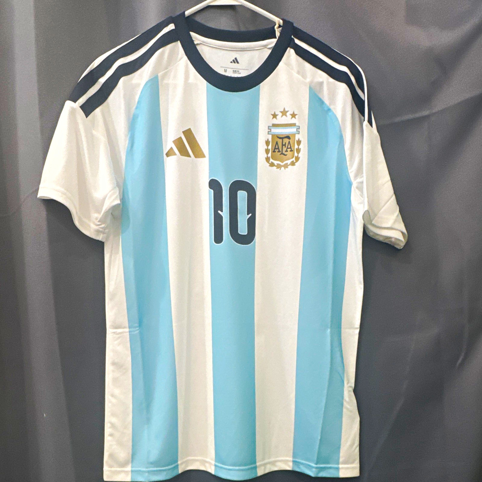 adidas Argentina Lionel Messi #10 Soccer Jersey M White/Ice Blue Official