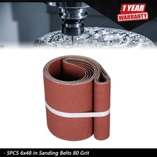 5PCS 6x48 in Sanding Belts 80 NEW Grit Belt Sander Sandpaper aluminum oxide