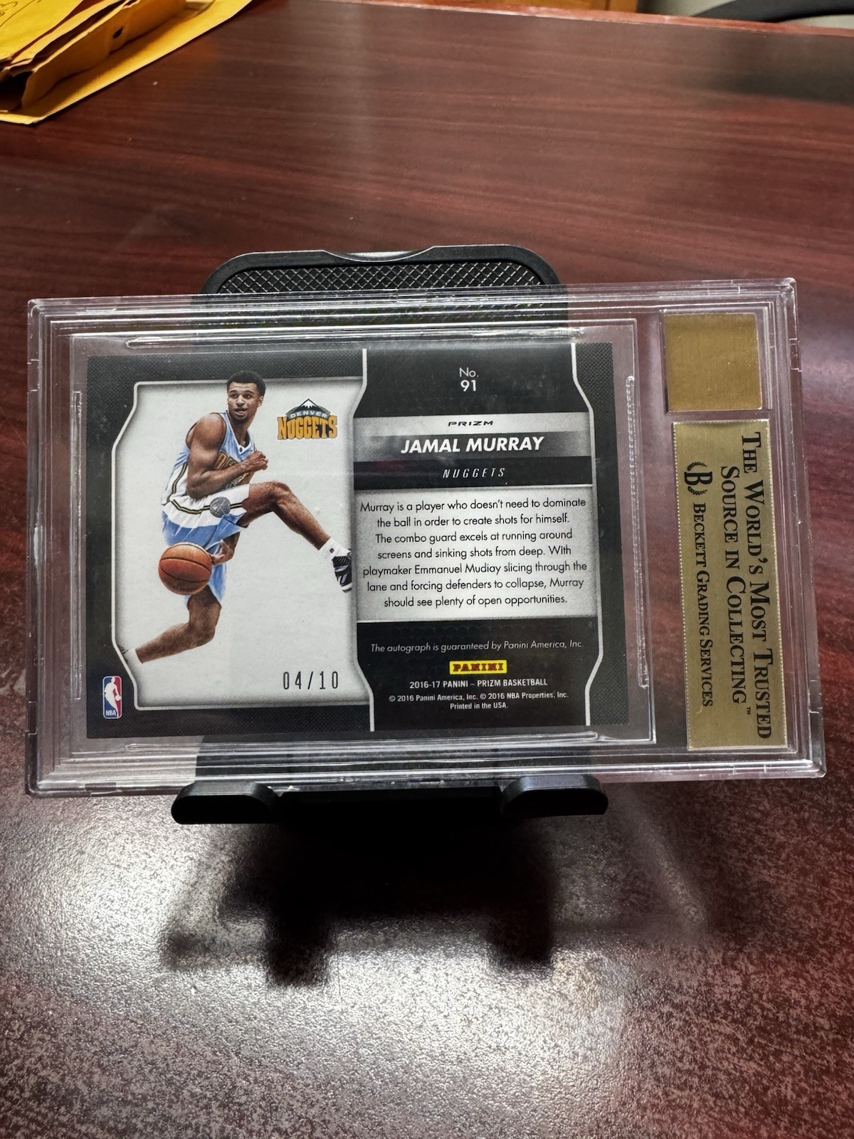 2016-17 Panini Prizm Jamal Murray Prizm Gold Auto #91 4/10 view 3